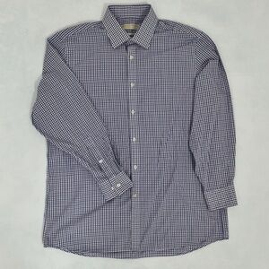 Michael Kors Men’s 16.5 32/33 Dress Shirt White Purple Blue Plaid Cotton Reg Fit